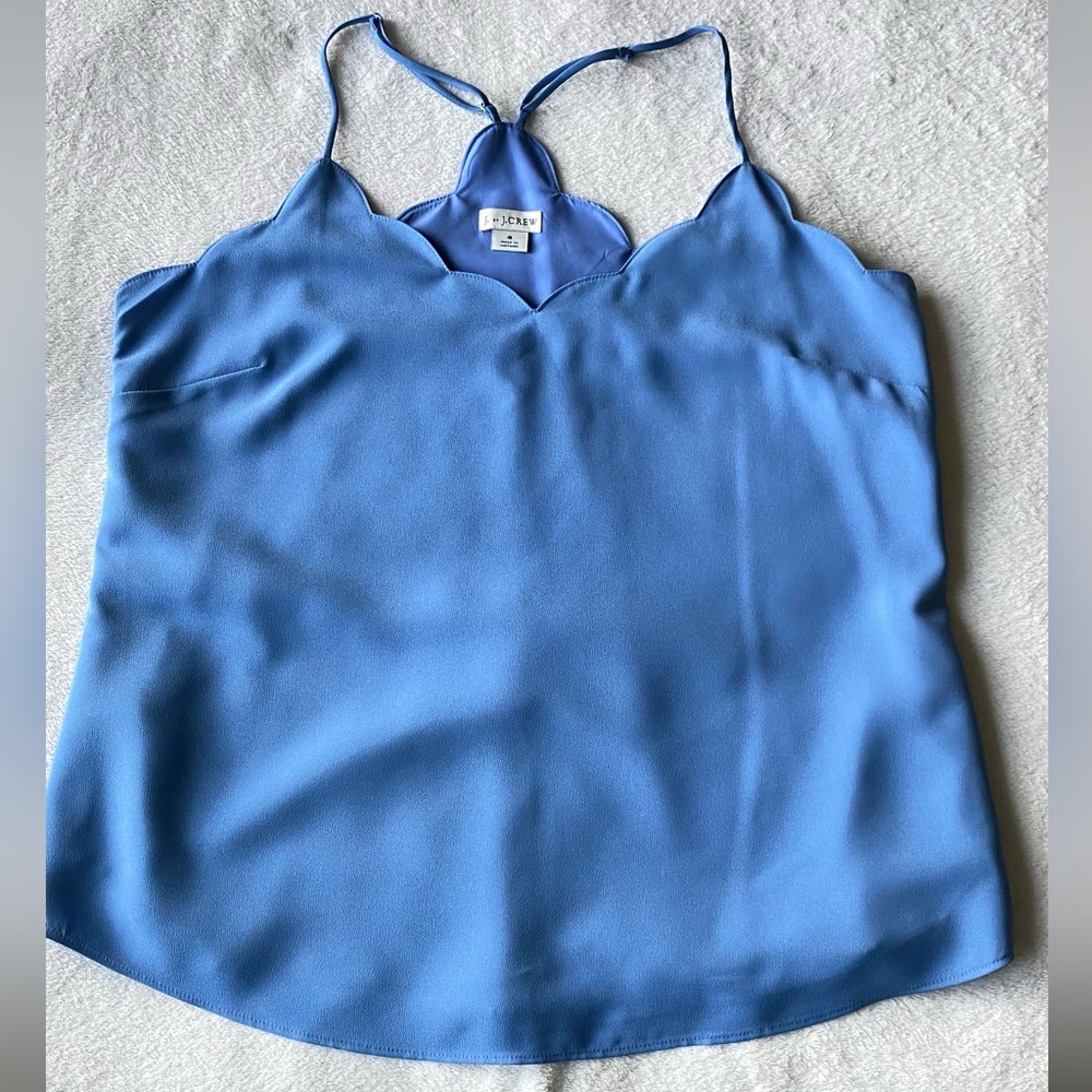 J CREW Scalloped Cami Top - blue sz 8 - Picture 7 of 14